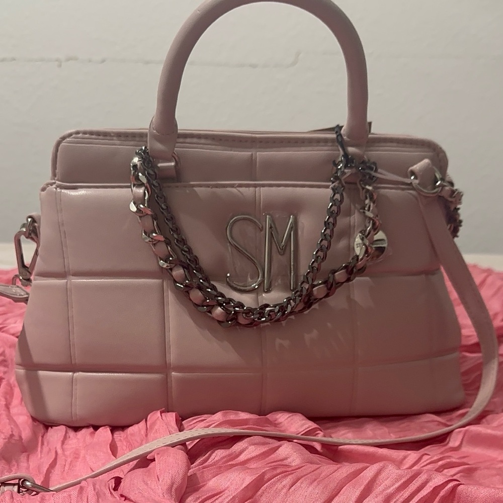 Steve Madden Pink Satchel with Chain Accent